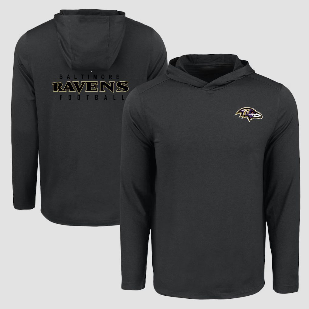 Men 2026 NFL Baltimore Ravens Hooded long sleeved T-shirt black 05